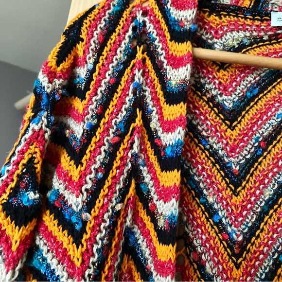 NEW Zara crochet knit chevron pattern long cardigan - Picture 6 of 11